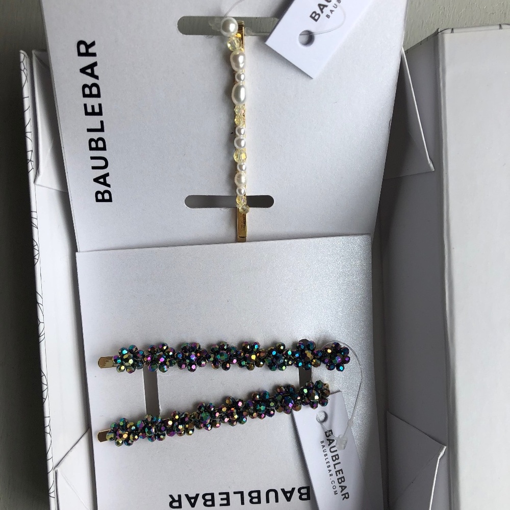 three baublebar hair clips / pins / accessories